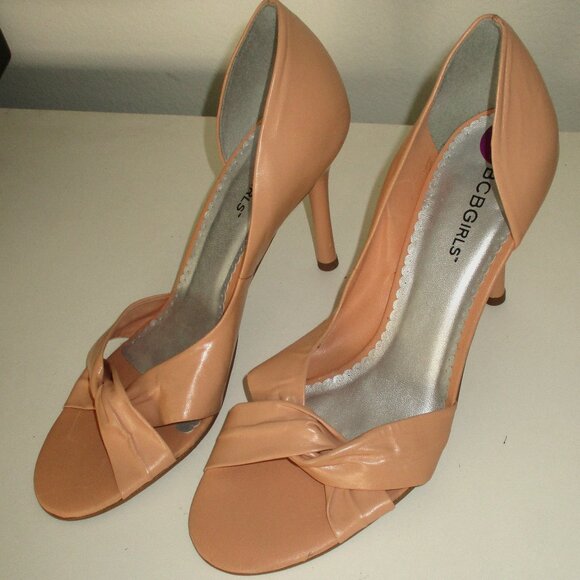 BCBGirls Womens Melon Leather Open Toe 4" Stiletto Heel - Size 8.5M or 38.5 EUR - Picture 6 of 9